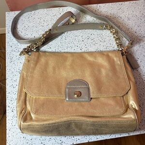 Cole Haan gold and silver bag purse long and short straps nwot